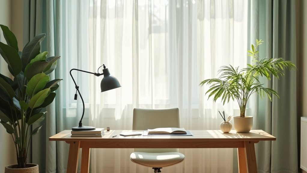 calm balanced muted colors in your productive home office