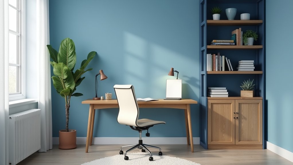 calm blue workplace environment
