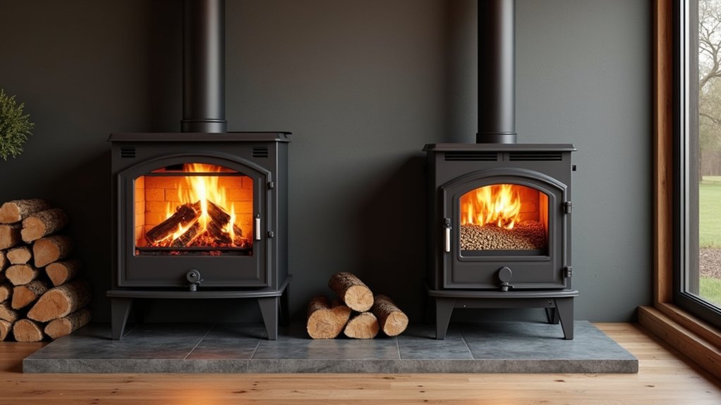 comparing wood and pellet heaters