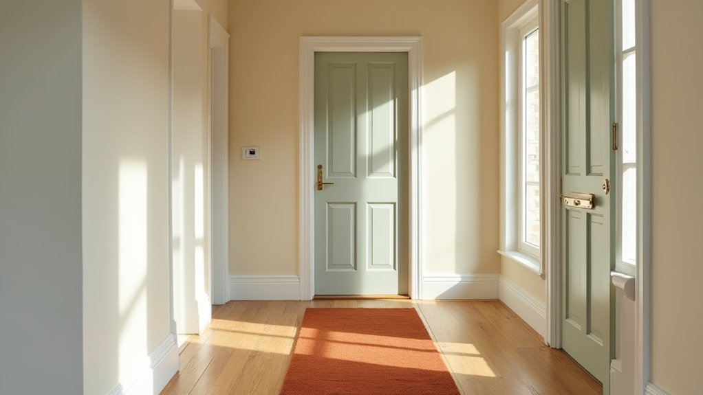 evaluate lighting and flooring in a narrow terrace hallway